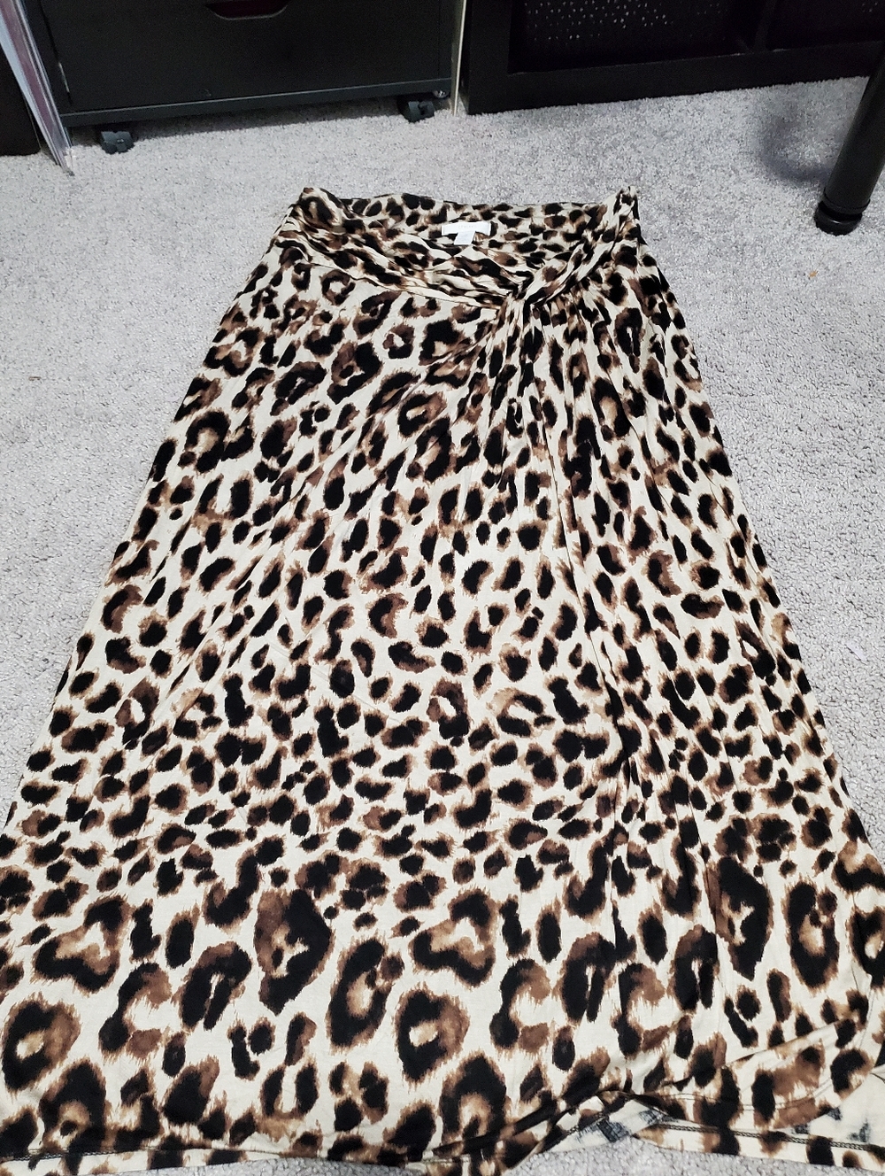 Chicos Maxi Leopard Print Skirt Size Large